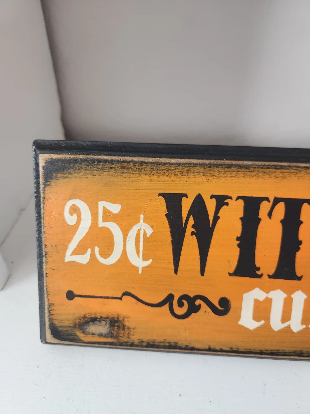 Halloween 'Witch Spells' Wall Sign - Orange 18 X 4 1/2 Rustic Wooden